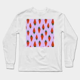 carrot pattern in purple background Long Sleeve T-Shirt